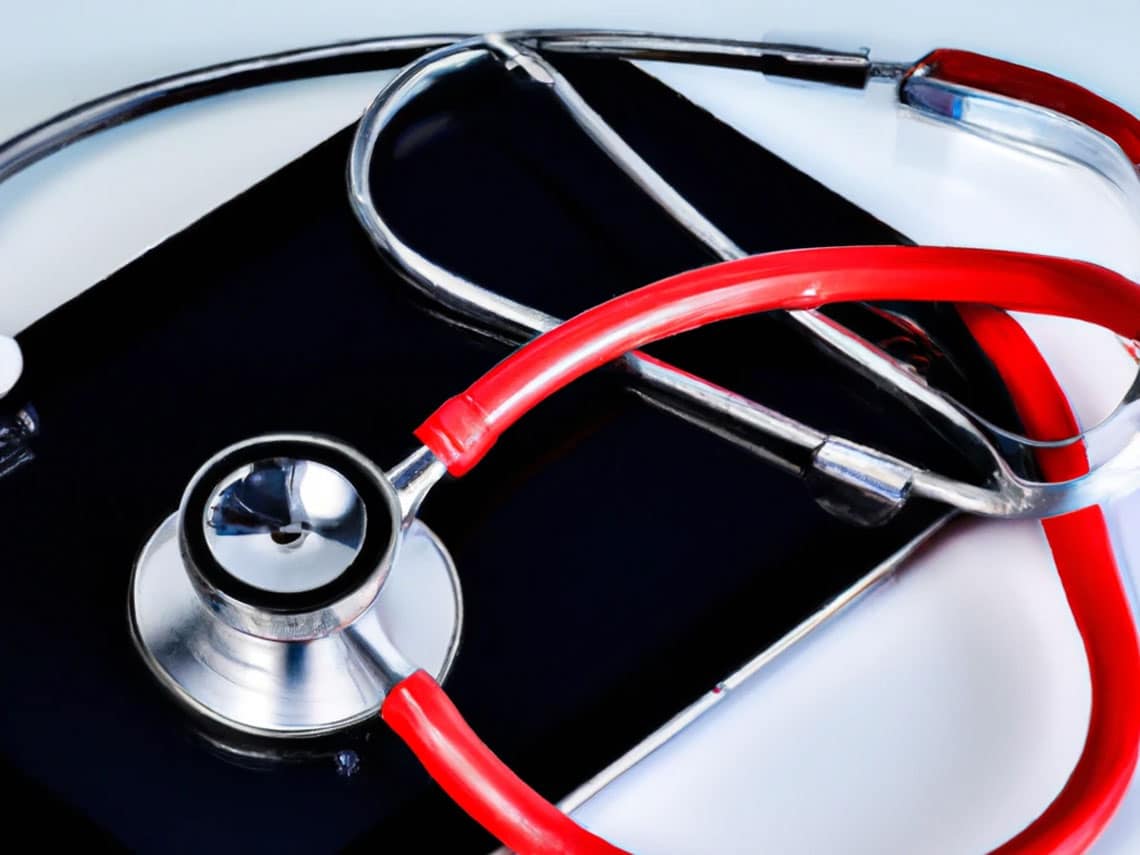 Tablet and stethoscope representing technology advances in men's health